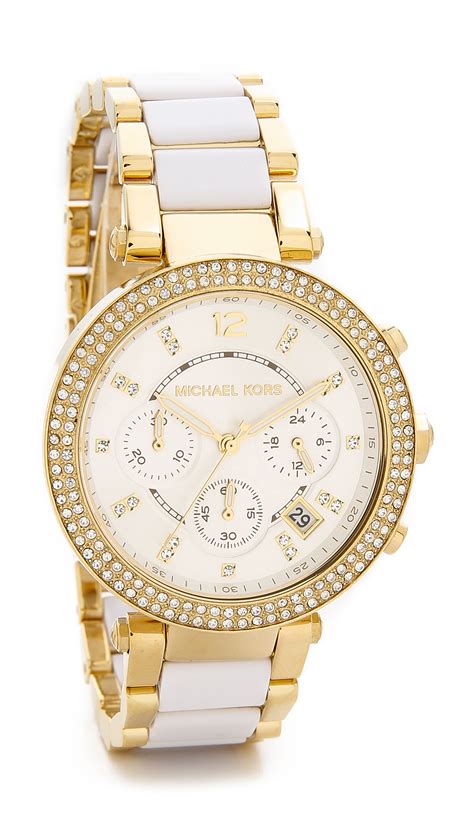 michael kors womens watches with two band white gold|Michael Kors gold watch price.